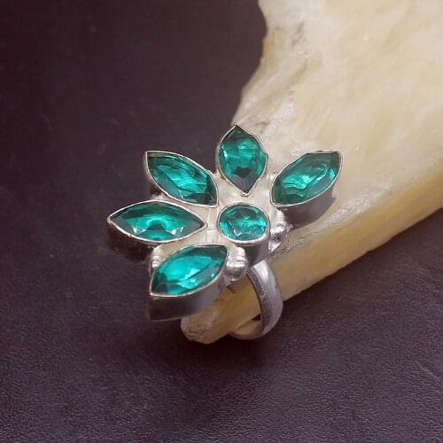 Hermosa Jewelry Amazing Shiny GreenTopaz Silver Color Wedding Charms Band Ring For Women Men Size 7 HD964