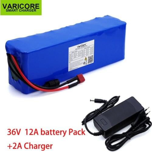VariCore 36V 12Ah 18650 10s4p Lithium Battery pack High Power Motorcycle Electric Car Bicycle Scooter with BMS+ 42v 2A Charger