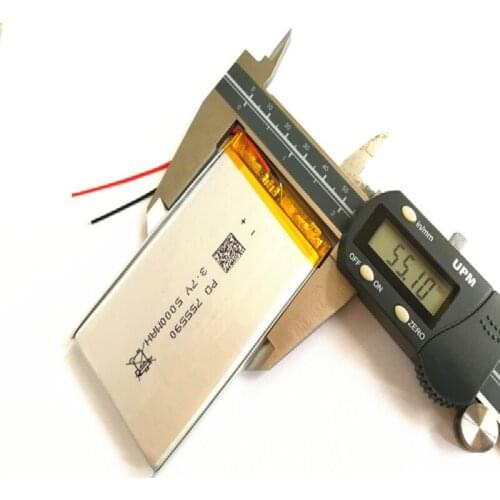 3.7V 5000mAh Lithium Polymer LiPo Rechargeable Battery cells For Mp3 Power bank mobile phone PAD protable tablet PC 755590