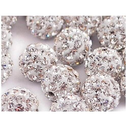 Best Crystal DHL EMS Free DIY Cheap 10mm white Micro Pave Disco Ball crystal beads fit necklace bracelet hd23