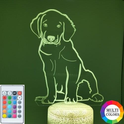 Cute Night Light LED Pet Dog 3D Table Lamp Golden Retriever Atmosphere Nightlight Kids Gift Hotel Decor Smart Phone Control