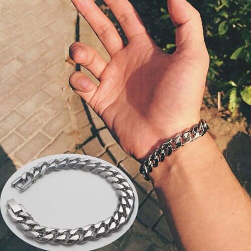 Stainless Steel Men Bracelet Chain Cuban Link Male Gift Jewelry Retro Punk Charm Hand Chain Bracelet Wholesale Dropshipping