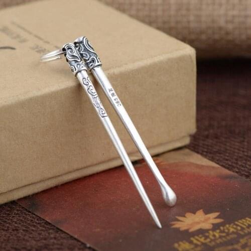 990 Sterling Silver Ear Pick Cleaner Earwax Earpick & toothpick set health A1259