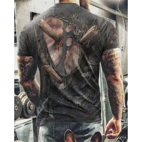 The Latest Summer Sexy Muscle Tattoo T-shirt 3d Printing Mens Quick-drying Short-sleeved Hip-hop Fun Street Plus Size T-shirt