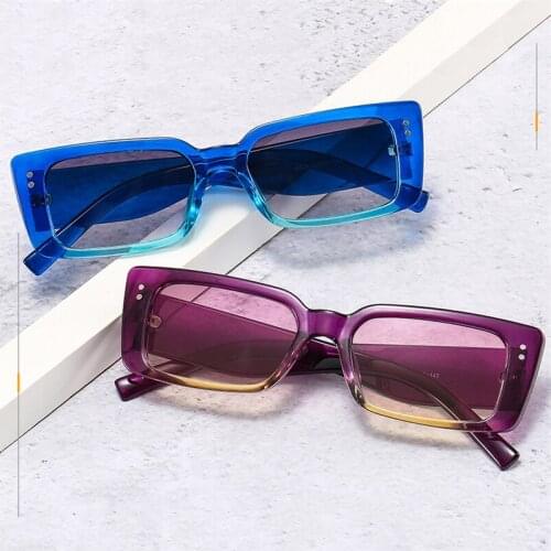 New unisex box rice nail sunglasses trendy fashion color PC sunglasses women catwalk street shooting driving glasses men