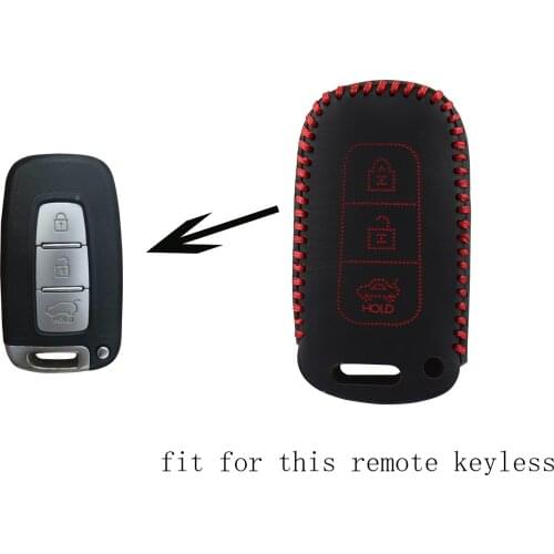Genuine leather Keyless Remote Control Key Fob Cover Case Protector for Kia Soul Forte 3 Buttons Red