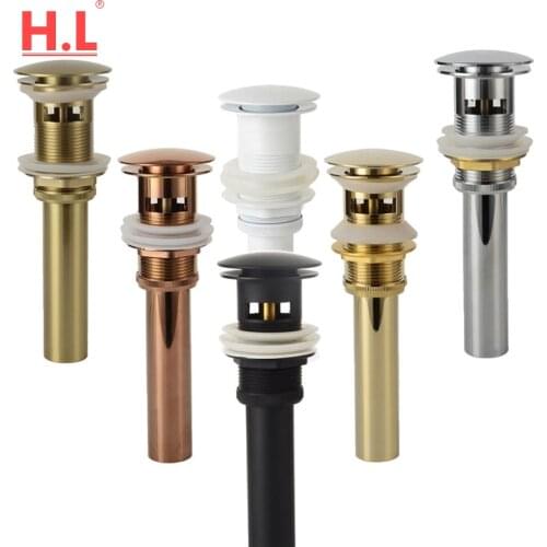 Bathroom Basin Sink Pop Up Drain Matte Black Solid Brass Material Faucet Accessories White,Silver,Zirconium gold,Brushed Gold