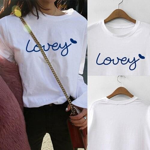Korean Version The Loose Long-Sleeved T-Shirt WomenS "Lovey" White