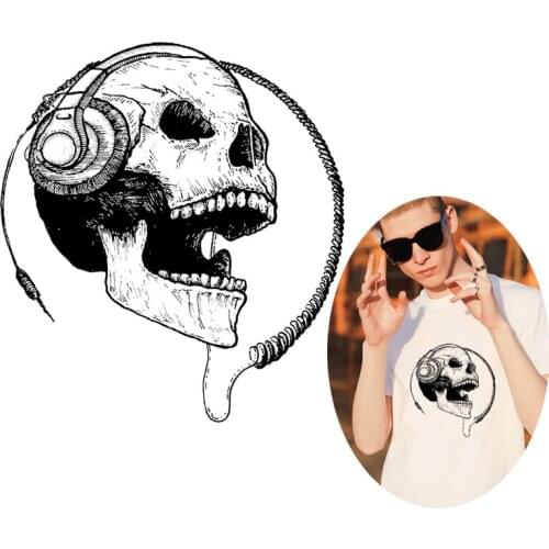 Heat Transfer PVC Patch Punk Heart Skull Iron-On Patch For Clothing DIY Viking Faction Thermal Transfer Heat Vinyl Iron Stickers