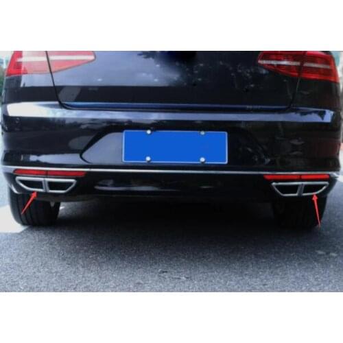 For Volkswagen Passat B8 2017-2022 Exhaust Decoration Tail Throat Matte Black Bright Silver Chrome Styling Accessories JA