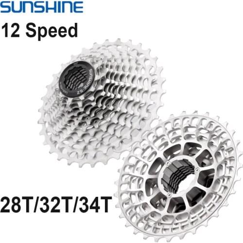 SUNSHINE Ultralight 12 Speed Cassette Road Bike 11T-28T/32T/34T 12V Flywheel K7 12S Freewheel for Shimano M6100