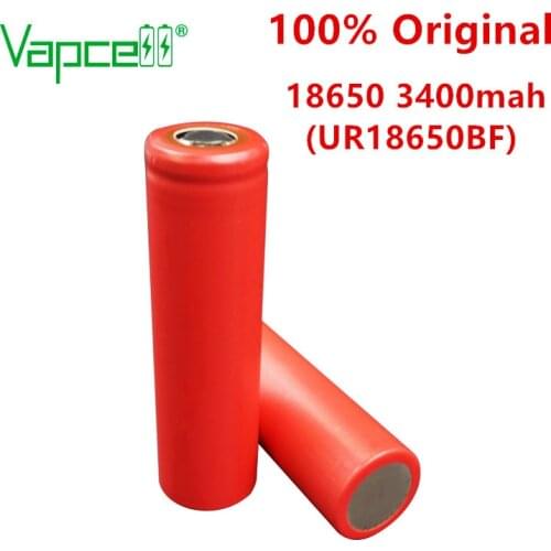 Vapcell 100% original 18650 3.7V rechargeable 3400mAh (UR18650BF) flat / button top high quality for Flashlight / power tools