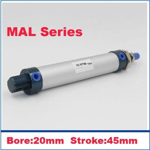 High quality double acting pneumatic small cylinders aluminum alloy 20mm bore 45mm stroke MAL20-45 mini air cylinder