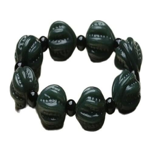 Xinjiang Hetian Jade Buddha Bead Bracelet Black Blue Jade Walnut Jade Bead Bracelet Chain