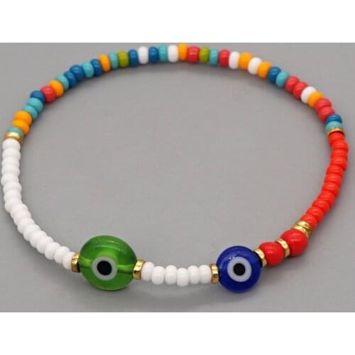 Go2Boho Colorful Beads Turkish Evil Eye Bracelets For Women Boho Jewelry Fashion Lucky Beaded Eye Amulet Stretch Bracelet
