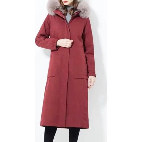Women Winter Long Parkas 2021 Female Faux Fur Padded Overcoat Thicken Removable Liner Parka Coat Faux Fox Fur Collar Jacket