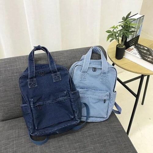 Female Denim Backpack Women School Backpacks High Quality College Teen Girl School bags Women Student Back Pack