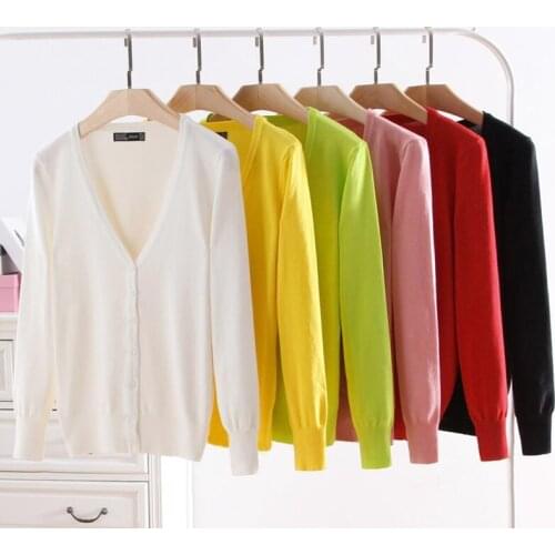 21 Colors knitted cardigans 2020 spring autumn cardigan women casual long sleeve tops V neck solid women sweater coat