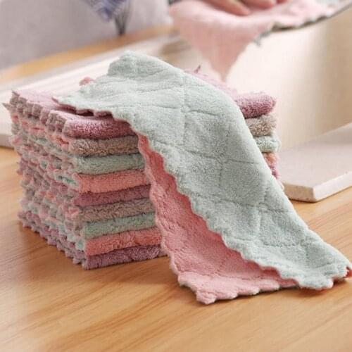 1Pcs/5Pcs Thicken Increase Discount Super Water Absorption Strong Remove Grease Kitchen Dishcloth Scouring Pad Cleaning Tools