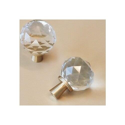 Brass Transparent Ball Crystal Dresser Knbos and Pulls Kitchen Cabinet Door Knobs and Handles for Furniture Hardware