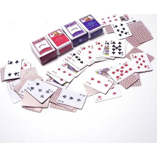 10Sets/lot Hot Sale Doll Accessories Mini Poker Cards Set 1:12 Dollhouse Miniatures