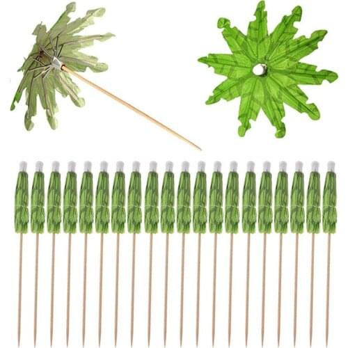 100pcs Tropical Coconut Palm Tree Paper Umbrella Cocktail Fruit Picks Cupcake Toppers Hawaii Birthday Wedding Party Decorations