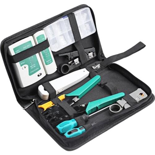 11 in 1 Rj45 Crimping Tool Kit For CAT5/CAT6 Professional Computer Maintenance Lan Cable Tester Network Repair Tool Set Bag
