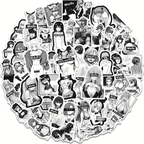 50Pcs Anime Girl Waterproof Stickers Waifu Hentai Sexy Pinup Decals Luggage Skateboard Laptop Notebook Bicycle Graffiti Sticker