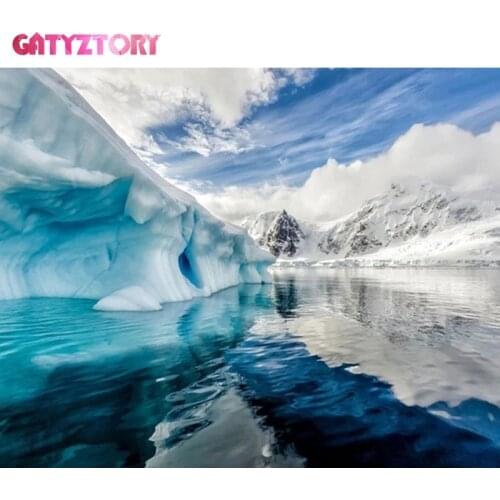 GATYZTORY Ice and Snow 5D DIY Diamond Painting Landscape Diamond Embroidery Full Round Diamond Mosaic Home Decoration