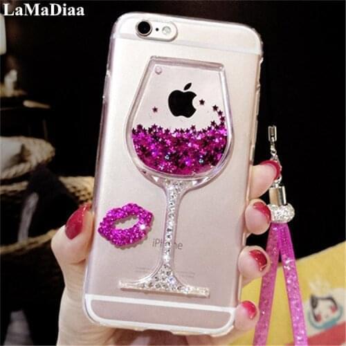 3D Liquid Quicksand Bling Wine Glass Soft Transparent Phone Cases For HuaweiP8 P9 P10 P20 P30 P40 Pro Lite Mate10 20 30 Pro Case
