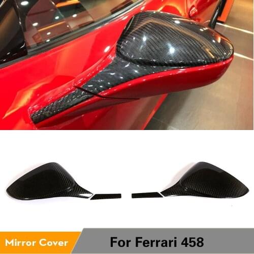 Side Rear View Mirror Covers For Ferrari 458 2010 2011 2012 2013 2014 2015 Carbon Fiber Mirror Caps Stickers