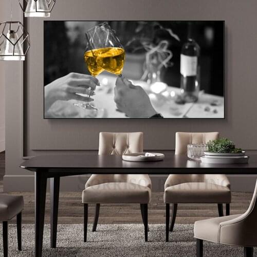 Black And White Cheers Champagne Canvas Painting Modern Wall Art Bar Posters And Prints Pictures Living Dining Room Home Decor