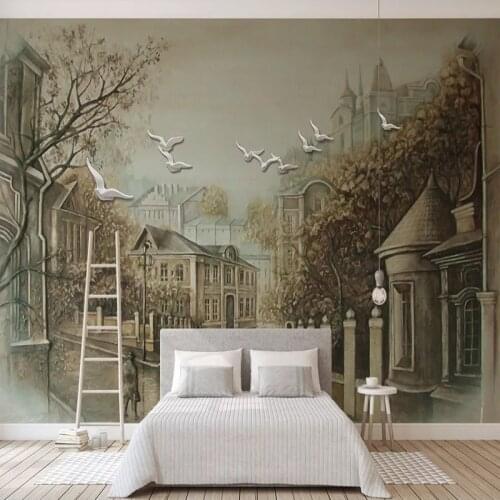Photo Wallpaper European Style 3D Stereo Retro Street View Backdrop Wall Decorative Painting Murals Living Room Bedroom Frescoes