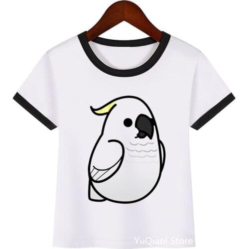 2021 lovely parrot/Cockatie bird print t-shirt girls boys cute kids clothes harajuku shirt summer tops for girls boys streetwear
