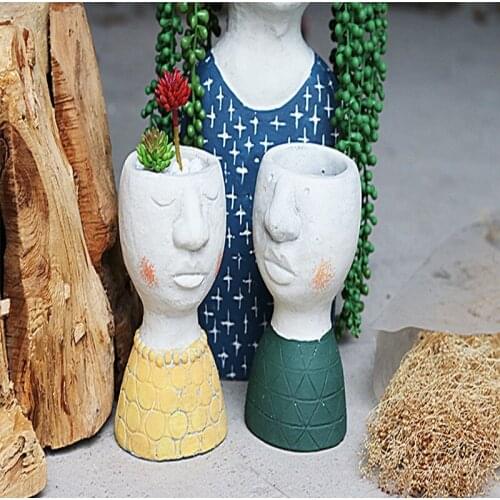 Art Portrait Sculpture Flower Pot Nordic Ins Wind Human Head Vase Home Decor Succulents Head Shape Vase Christmas Decorations
