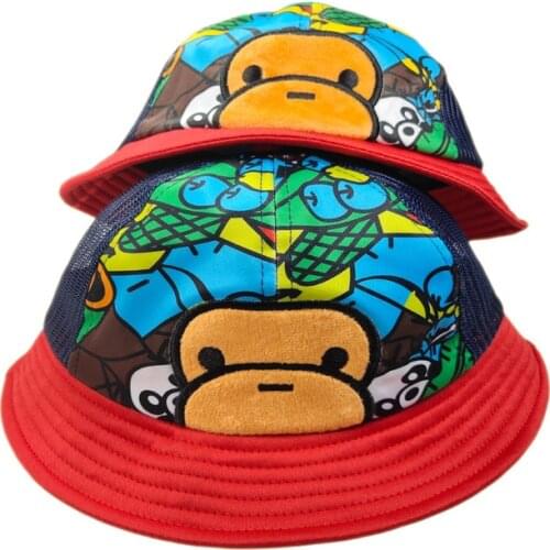 2020 Fashion Newly Kids Boy Girl Embroidery Little Monkey Jaw Bucket Head Cap Hip Hop Fisherman Hat Gifts