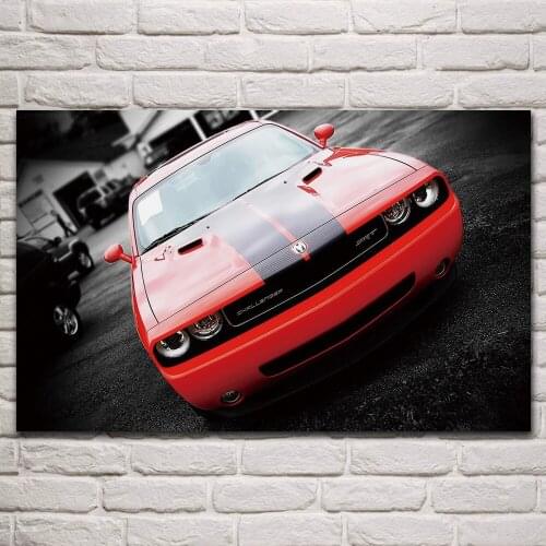 Classic custom red muscle cars vehicle artwork living room home art decor wall print wood frame fabric poster KQ101