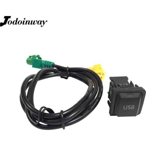 Car USB Cable Switch Button for Volkswagen Passat B6 B7 Golf 5 MK5 Golf 6 MK6 GTI Jetta 5 MK5 CC Radio Adapter RCD510 RNS315