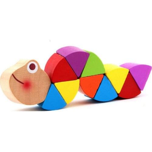 Colorful Wooden Worm Puzzles Kids Educational Baby Toys Insect Fingers Flexible Training Twisting Game For Children Gift
