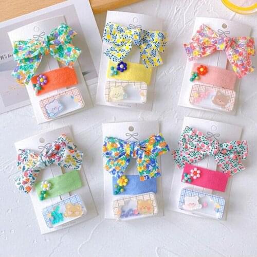 Small Floral Bow Hairpin Hair Clips Women Hair Pins Duckbill Clip Hair Barrette Accessories