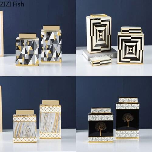 Multi-style Ceramic Jars Home decor Jars and Lids Dressing Table Jewelry Cosmetic Containers Storage Tank Living Room Decoration