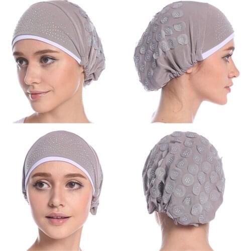 Muslim diamonds hijab bonnet stretch inner hijab indian hat headwrap muslim headscarf turban femme musulman turbante mujer