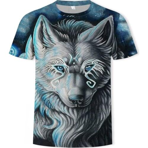 2019 Mens New Summer Personalized T-Shirt Wolf Print T Shirt Men 3D Tshirt Novelty Animal Tops T-Shirts Male Short Sleeve Tees