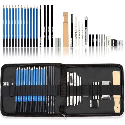 33pcs Drawing Sketching Pencil Set, Professional Sketch Set in Carry Case, Art Supplies Drawing Kit Graphite Charcoal Stick Tool