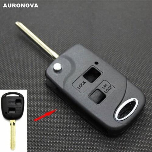 AURONOVA New Upgrade Folding Key Shell for Toyota Camry 2.4 Prado Land Cruiser 2 Buttons Replace Remote Car Key Case
