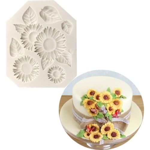 New Sunflower Fondant Silicone Mold Cookie Biscuits Candy Chocolate Molds Clay Soap Mould Pastry Baking Cupcake Decoration Tools