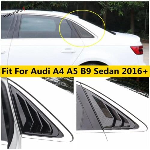 2pcs 1/4 Quarter Side Window Louvers Scoop Cover Trim Black / Carbon Fiber Look Accessories For Audi A4 A5 B9 Sedan 2016 - 2020