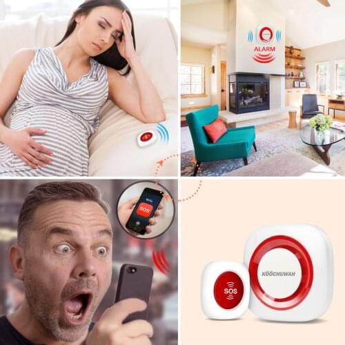 KOOCHUWAH Panic Alarm 2G Wireless Alarma Home Safty Security System for Elderly/ Children/ Pregnant Women