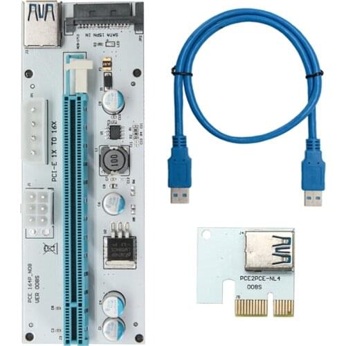 Pci-E Riser Card PCIE 1X to 16X USB3.0 Image Extension Cable Bitcoin Mining Expansion Adapter Card