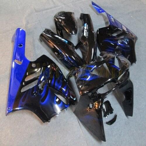 Custom motorcycle cowl for ZX-9R 1994 1995 1996 1997 ZX9R 94-97+Free bolts+blue flames ABS Fairings